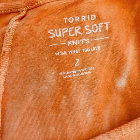 Torrid Orange/white tie dye Super Soft Knits v neck tunic top size 2, 18-20, 2X - Picture 6 of 7